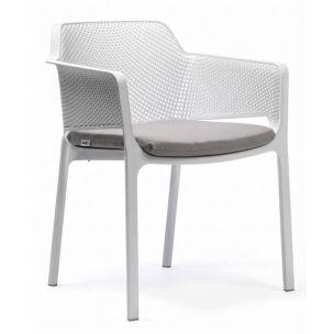 NARDI NET ARM CHAIR BIANCO WHITE WITH GRIGIO CUSHION