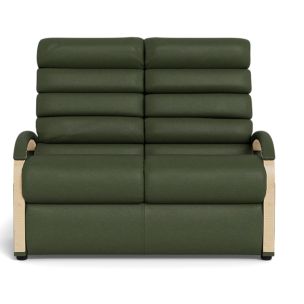 LAZBOY ANIKA 2 SEATER SOFA - MADRAS OLIVE LEATHER / OAK ARMS