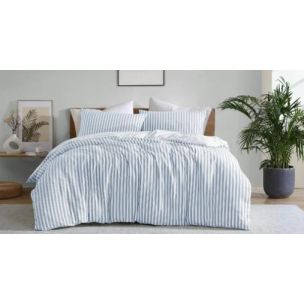 FRANKIE STRIPE BLUE QUILT COVER SET KING