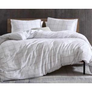 HOLDEN GRID KENNETH COLE GREY QUILT COVER SET KING