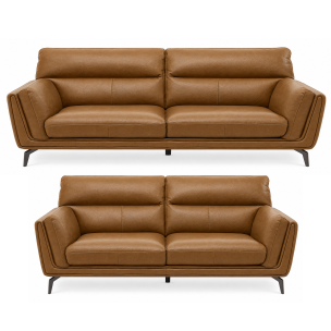 ARIANNA 2.5 + 2 SEATER SOFA SET TAN LEATHER 56/40