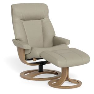 LAZBOY ATLANTA LARGE RECLINER + FOOTSTOOL - AURORA PEARL / OAK