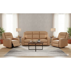 BERLIN 3 PCE POWERED SET - BISCUIT SUPERB FABRIC (3EE+1E+1E)