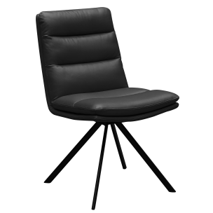 CHELSEA SWIVEL DINING CHAIR - BLACK LEATHER