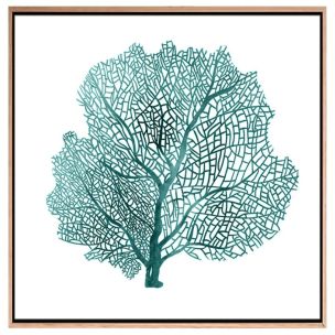 CORAL III TEAL FRAMED CANVAS ARTWORK