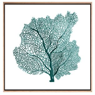CORAL I TEAL FRAMED CANVAS ARTWORK