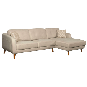 DARLINGHURST RHF SOFA CHAISE PEBBLE CONSULATE FABRIC