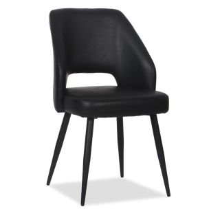 ELLIE DINING CHAIR - UPH BLACK PU - BLACK LEGS