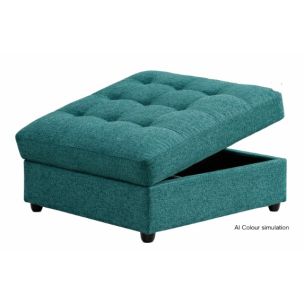 EVANDALE STORAGE OTTOMAN - TEAL FABRIC