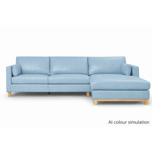 DARIO RHF SOFA CHAISE - OSLO SKY BLUE 40/04 LEATHER