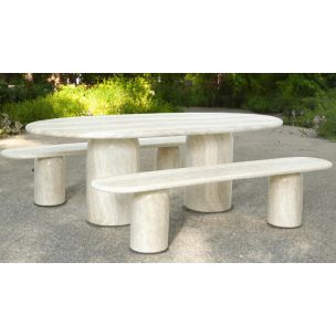 LANI BENCH 2000W - TRAVERTINE/CEMENT - OUTDOOR/INDOOR