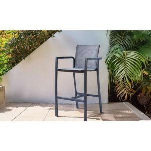 SULTAN OUTDOOR BAR CHAIR - GUNMETAL