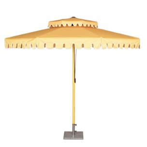 RIO RETRO 2.7M PULLEY UMBRELLA - YELLOW WITH WHITE TRIM