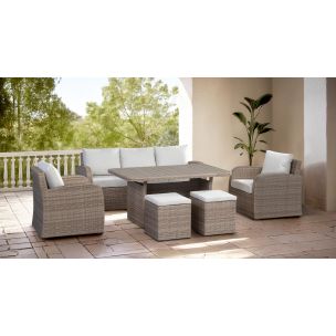 GRACE 6PCE WICKER LOW DINING SOFA SET