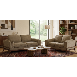 BROADBEACH 2 + 3 SEATER SOFA SET - OLIVE FABRIC