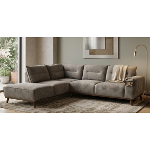 BURLEIGH RHF SOFA CHAISE - STONE FABRIC