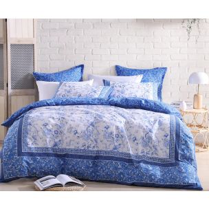 HIROMI BLUE KING QUILT COVER SET - LOGAN & MASON