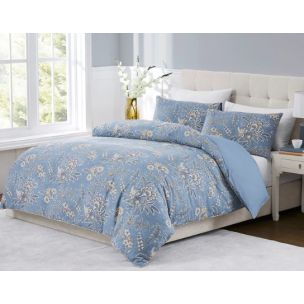 LAURA ASHLEY MARLBROOK DUSKY SEASPRAY KING QUILT COVER SET