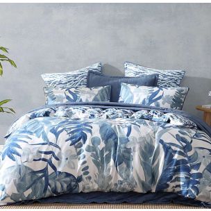 ATHERTON BLUE QUEEN QUILT COVER SET - LOGAN & MASON