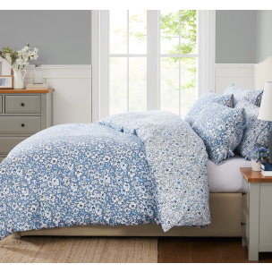 LIBBY LAURA ASHLEY BLUE SINGLE BED QUILT COVER SET