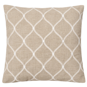 LINEN ZAHRA LATTICE SAND CUSHION 50X50 FEATHER FILL