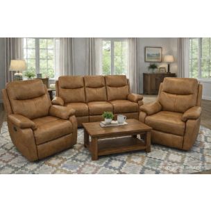 LOCKHART 3PCE SET TAN LEATHER (3RR + 1ER + 1ER)