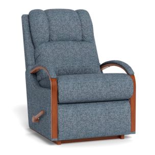 LAZBOY HARBOR TOWN XL ROCKER REC W/ ADJ HR INDIGO GEM FABRIC/MAHOGANY