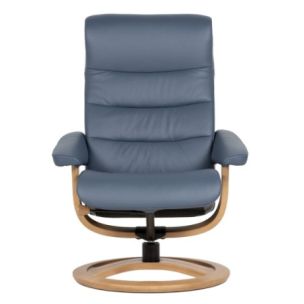 LAZBOY TAMPA RECLINER + FOOTSTOOL - ESSENZA SKY WITH OAK BASE