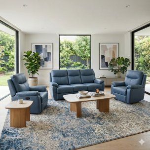 LOCKHART 3PCE SET BLUE LEATHER (3RR + 1R + 1R)