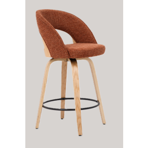MINA BAR STOOL OAK FRAME WITH COPPER FABRIC SEAT