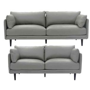 NERO 2.5 + 2 SEATER SOFA SET-LEAD GREY LEATHER 60/23