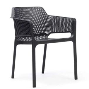 NARDI NET ARM CHAIR ANTHRACITE W/ GRIGIO CUSHION