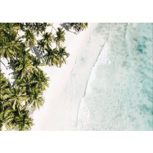 BEACH MEETS PALMS CANVAS ARTWORK WITH NATURAL FRAME - 700 X 1000