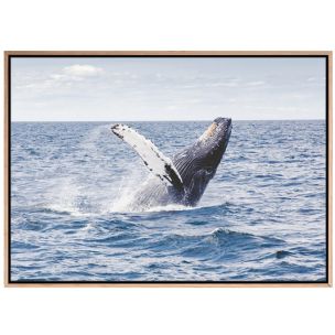 BREACH WHALE CANVAS ARTWORK WITH NATURAL FRAME - 1295 X 915