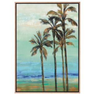 COPPER PALMS I CANVAS ARTWORK WITH NATURAL FRAME - 1000 X 700