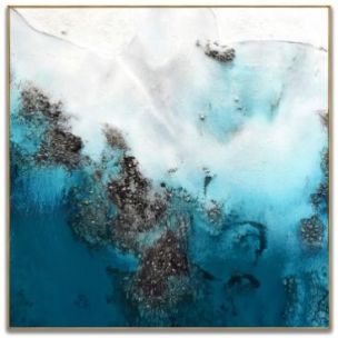 MOVING TIDES B CANVAS ARTWORK WITH NATURAL FRAME - 1200 X 1200