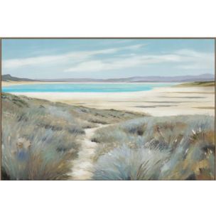 SOFT COASTLINE CANVAS ARTWORK WITH NATURAL FRAME - 1500 X 1000