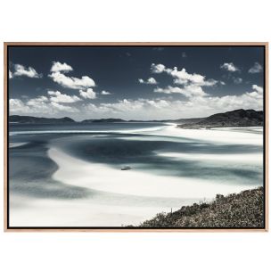 WHITEHAVEN BEACH CANVAS ARTWORK WITH NATURAL FRAME - 1295 X 915