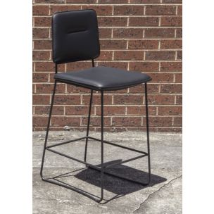 PLUTO BAR STOOL - BLACK LEATHER