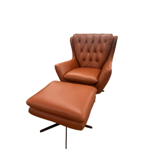 POLTRONA CHAIR & FOOTSTOOL OSLO COGNAC AMBRATO LEATHER