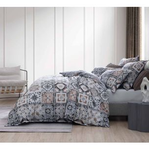 RESTORE NAVY QUEEN QUILT COVER SET - PRIVATE COLLECTION