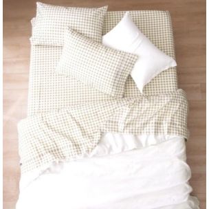 RENEE TAYLOR BRAN GINGHAM PATTERNED SHEET SET - QUEEN