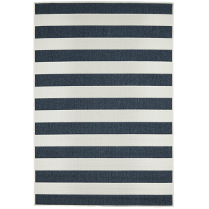 SEASIDE NAVY WHITE STRIPES INDOOR OUTDOOR RUG 280 X 190