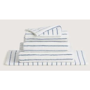 SHERIDAN AVEN HAND TOWEL WHITE WITH NAVY STRIPE