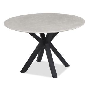 SIENNA 120D ROUND DINING TABLE - WHITE MARBLE LOOK CERAMIC TOP