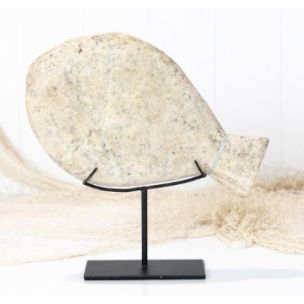 STONE FISH SCULPTURE ON STAND