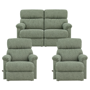 LAZBOY SUMMIT 3 PCE SUITE LINWOOD GREEN BAY FABRIC (2RR +1R +1R)