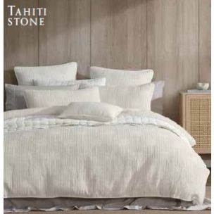 TAHITI KING QUILT COVER SET - STONE
