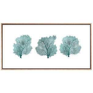 TEAL CORAL FRAMED CANVAS ARTWORK