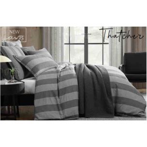 THATCHER CHARCOAL KING QUILT COVER SET